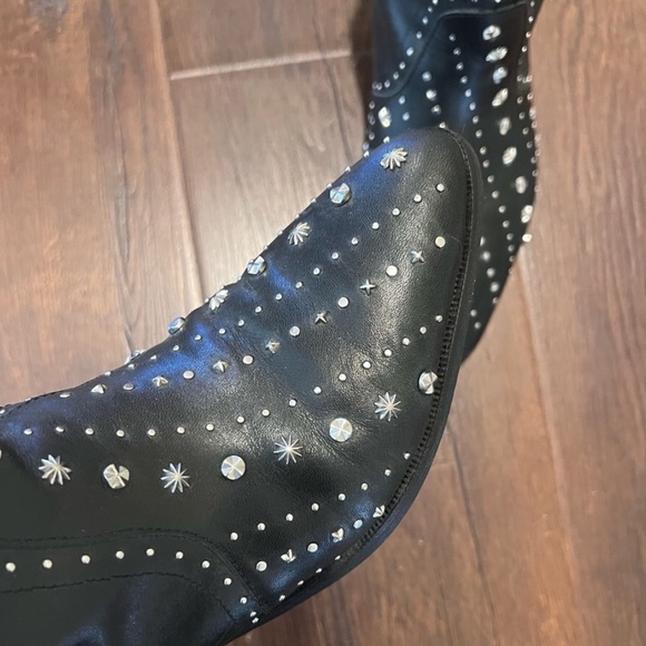 Sam Edelman Western Cowboy Studded Black Leather Ankle Booties - Size 6.5 - Picture 7 of 7